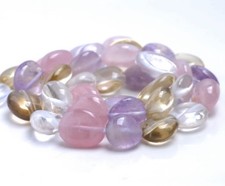 9-10MM MULTI QUARTZ GEMSTONE ROUND FLAT NUGGET LOOSE BEADS 7.5"