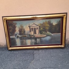 VILLA BORGHESE TEMPIO DI ESCULAPIO OLIO SU TELA IN CORNICE, MONTINI, anni '60/70