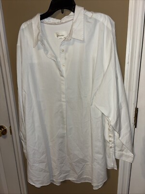NWT $98 By Anthropologie 3X Shirttail Tunic White Side Button Popover Blouse