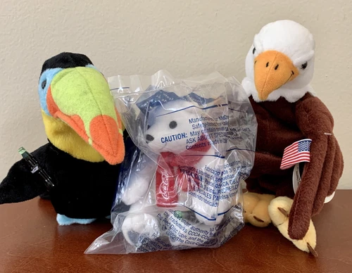Vintage Coca Cola Advertising Plush Polar Bear Eagle Toucan MWMT! Free Ship