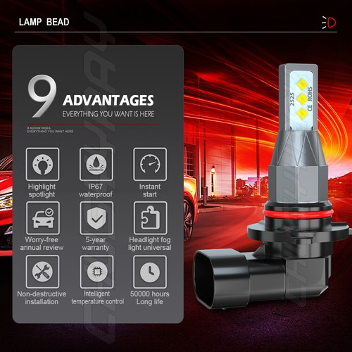 Bombillas antiniebla LED 6000 K blancas para Toyota Tundra 2000-2006 9145 9140 H10 - Imagen 9 de 11