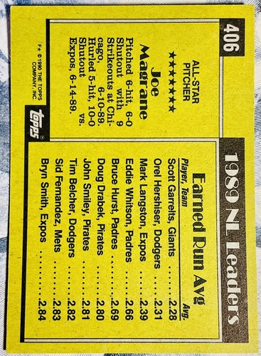 1990 TOPPS JOE MAGRANE PARTIAL BLACKLESS ERROR #406 ALL-STAR FROM NO NAME YEAR - Picture 9 of 13