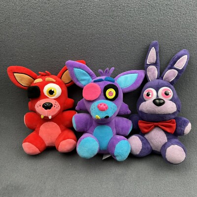 Five Nights At Freddys Lot Of 3 Plush Bonnie, Foxy, And Foxy Pirate