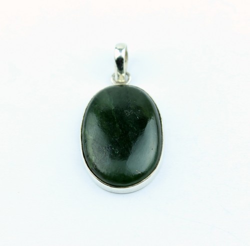 Colgante de nefrita de jade piedras preciosas reales engarzadas en plata 925 verde regalo - Imagen 5 de 8