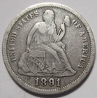 1891 Seated Liberty Dime Very Fine