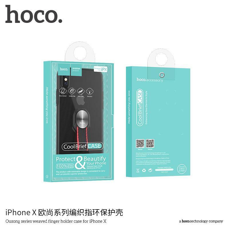 HOCO Ousong series weaved finger holder case for iPHONE X Black