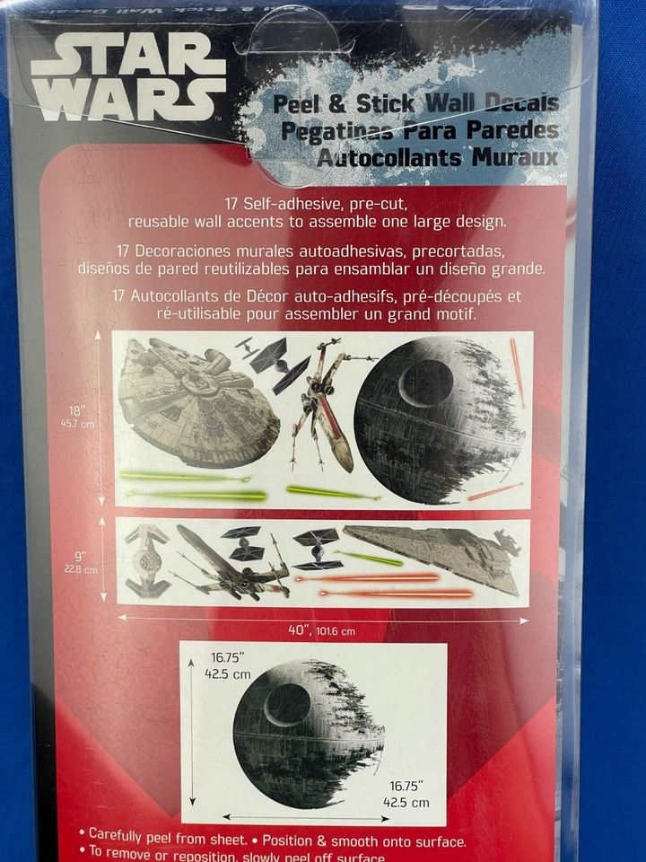 Star Wars - Calcomanías de pared clásicas pelar y pegar - 17 pegatinas extraíbles - York - NUEVAS Foto 4 de 4