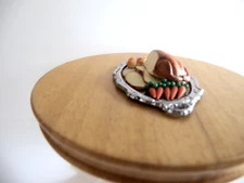 Miniature Dollhouse  1/12" Scale Turkey Platter With Carrots, Potatoes and Peas