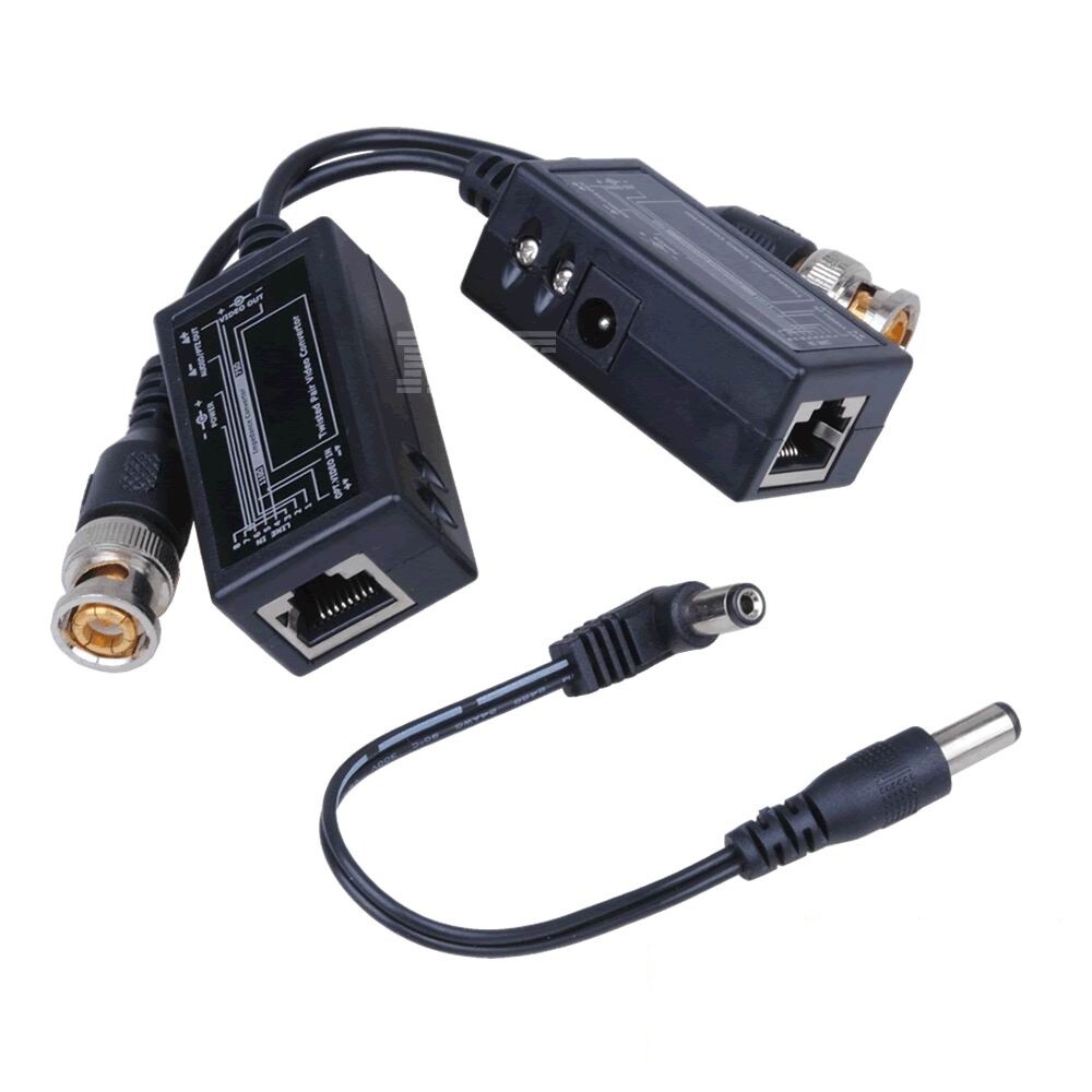 Pairs BNC to RJ45 Converter Video Audio Power Transmitter via Cat5e/Cat6  Cable