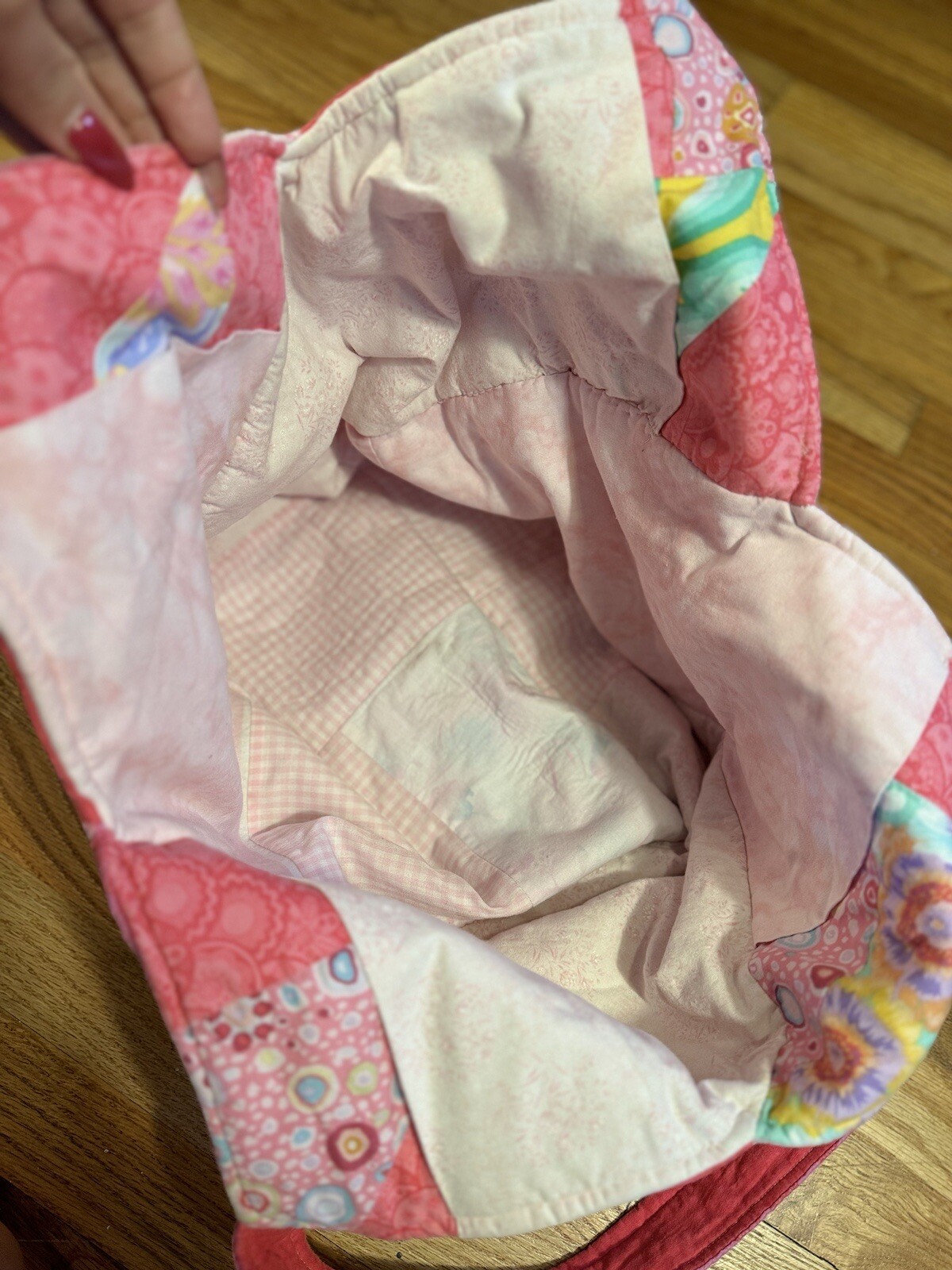 Large Top Handle Handmade Patchwork Tote Bag With… - image 9