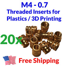 20x M4 Long Brass Heat Set Inserts M4-0.7 3D Printing Initeq Durathread