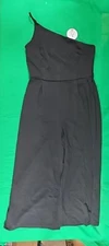 New Anrabess Women's Size XL One Shoulder Tie Waist Wide Leg Jumpsuit No Belt