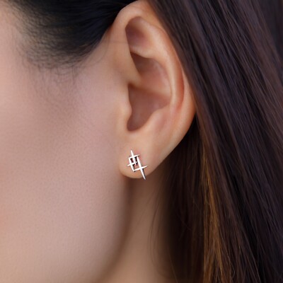 925 sterling silver lighting star stud earrings, minimalist stud earrings