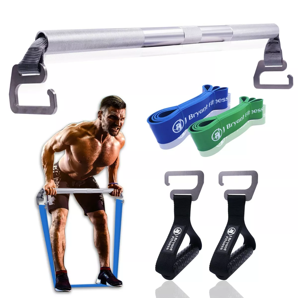 Home Gym With Resistance Bands & Workout Bar