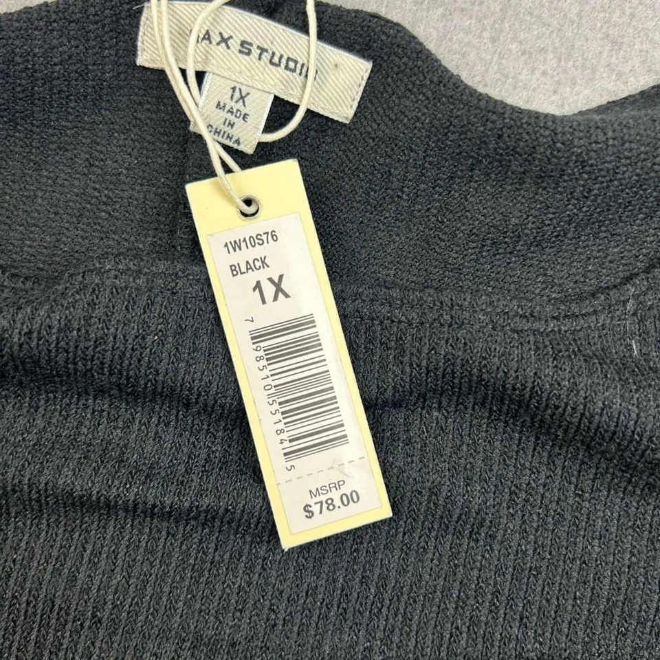 Suéter Max Studio Mujer 1X Negro Puff Mangas 3/4 Pullover Ligero Nuevo con Etiquetas Foto 3 de 4