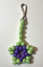 Handmade Pony Bead Star Keychain Colorful Pastel Beaded Bag Charm Accessory