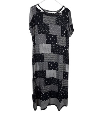 Vtg Carole Little Dress Black Sz 14 Patchwork Fairy Grunge 90's Tie Back