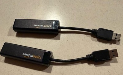2 Amazon Basics - USB 3.0 to 10/100/1000 Gigabit Ethernet Internet Adapter Black