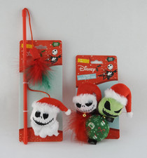 2 New Disney Nightmare Before Christmas Holiday Cat Toys Set Wand  3pk Cat Nip