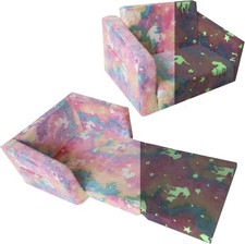 Glow in The Dark Toddler Sofa Chair - 2-in-1 Convertible Kids Recliner with 25D