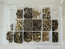 Huge Lot of Bronze Charms for Jewelry & Craft Making in Box Antique Brass Finish