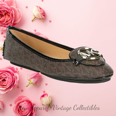 Michael Kors Women's Size 6.5 Logo Ballet Flats Jacquard/PU Loafers Comfort Shoe