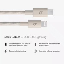 Beats 1.5m Cable Fast Charger Tangle-Free Gray For iPhone 14 13 12 11 XR - B3