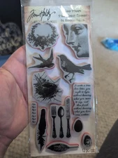 Tim Holtz Stampers Anonymous Cling Stamps Nature Birds Nest Wreath 