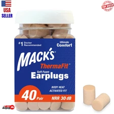 Mack’s ThermaFit Soft Foam Earplugs, 40 Pair - Comfortable Ear Plugs for Slee