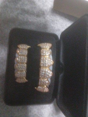 Fangs 14K Rose Gold Plated Teeth Grillz Caps Top Bottom Set
