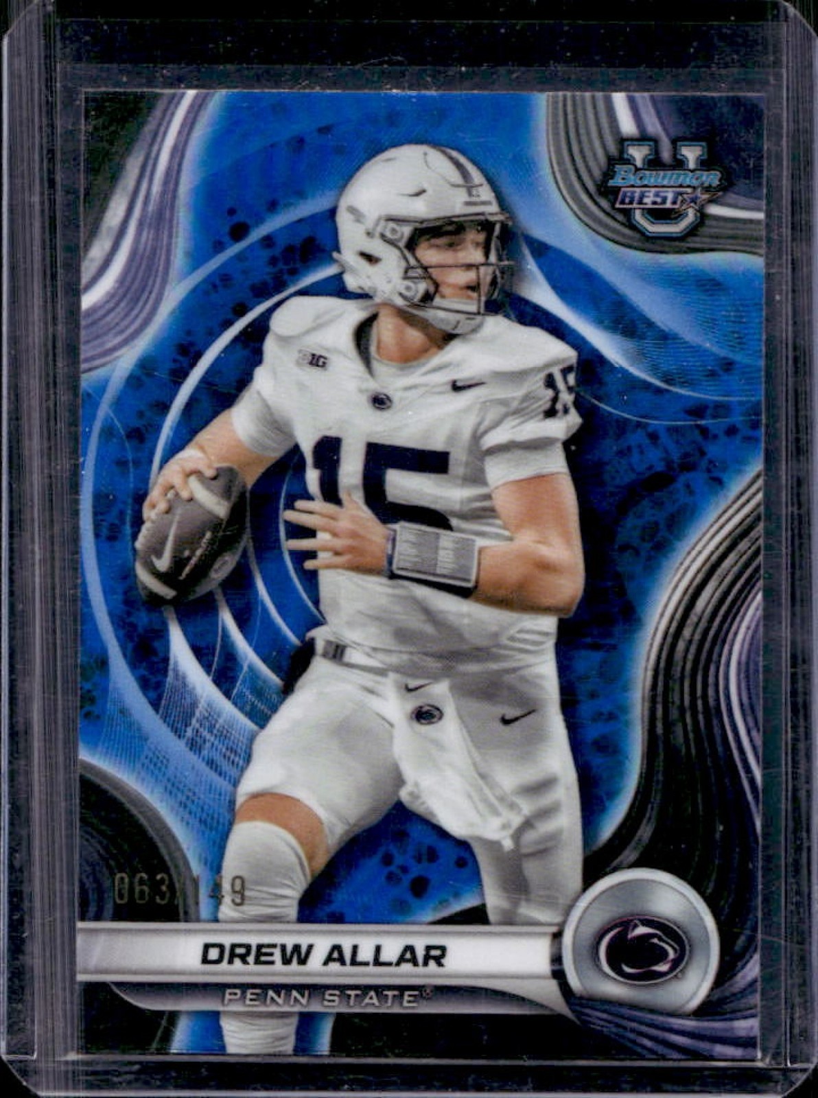 2024 Bowman Best University Drew Allar Blue Refractor #/149 Nittany Lions