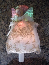 Kurt S. Adler 10” Fiber Optic Angel Christmas Tree Topper / Table Piece Gold