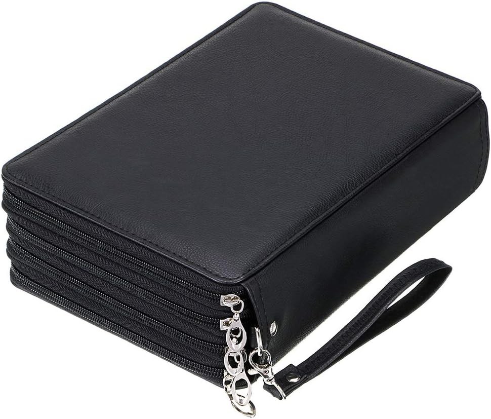 BTSKY 200 Slots Colored Pencil Organizer - Deluxe PU Leather