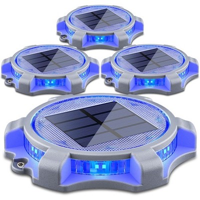 SIEDiNLAR Solar Deck Lights Outdoor 2 Modes LED Driveway 4 Pack, Blue & Red