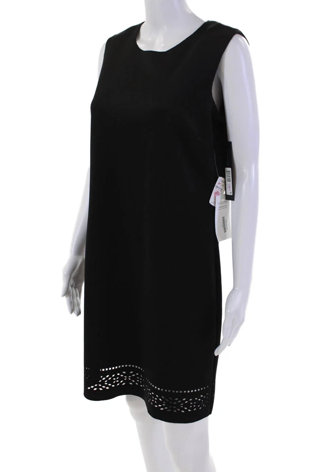 Vestido negro Marc New York para mujer con cremallera trasera cuello redondo corte láser talla 6 Foto 2 de 4