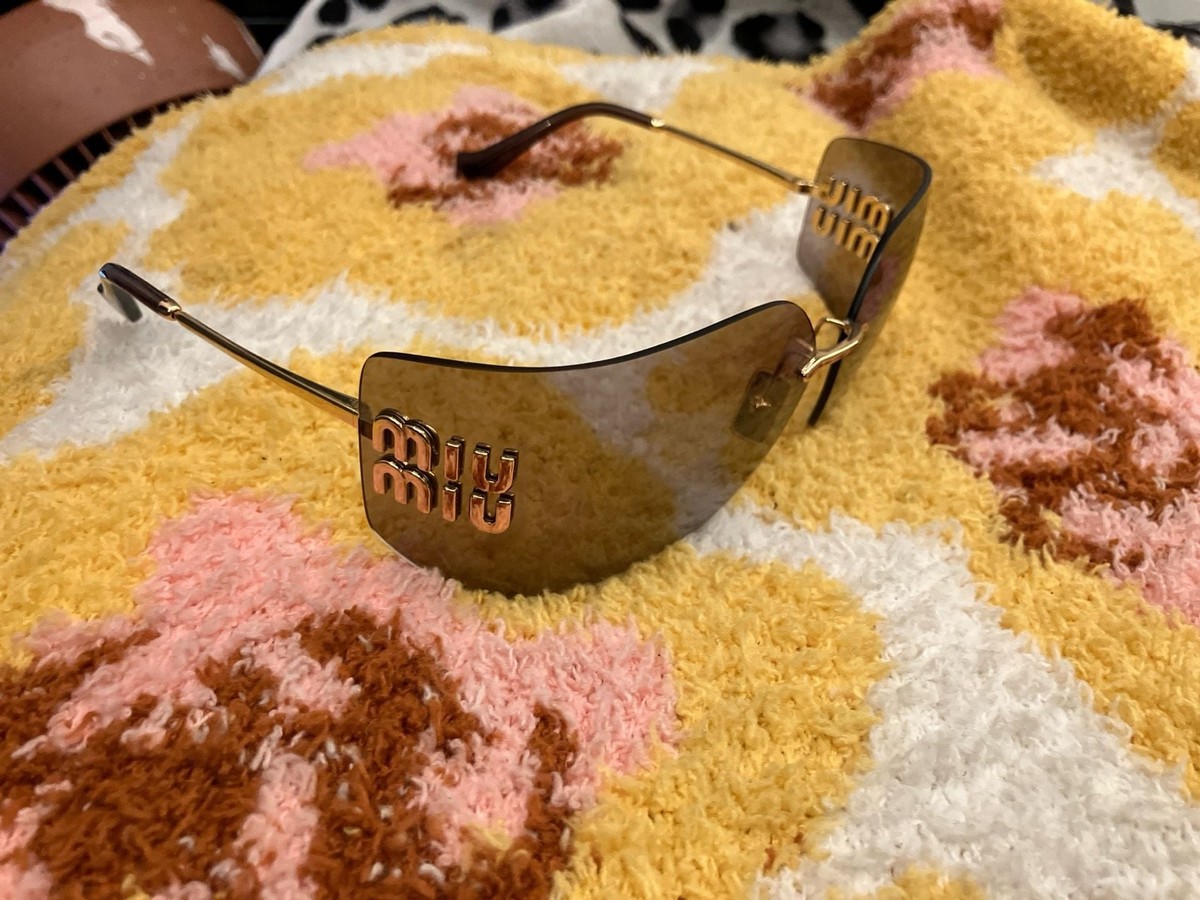 Miu Miu SMU 54Y Gold Frameless Shield Sunglasses with Vertical