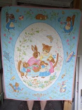 BEATRIX POTTER cat squirrel Baby Handmade Quilt THROW, Ruffle 43 x 34"