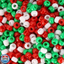 Christmas Pony Beads for Bracelets Making Kit, 1200Pcs 6x9mm Kandi Beads, H
