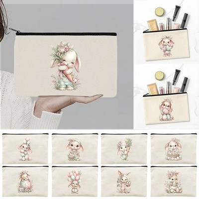 Bedruckte Kaninchen Aquarell Canvas Kosmetiktasche Reise Alltag Kosmetiktasche