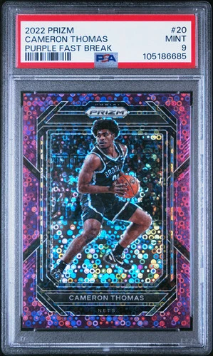2022 Panini Prizm Cameron Thomas #20 Purple Fast Break 04/75 PSA 9