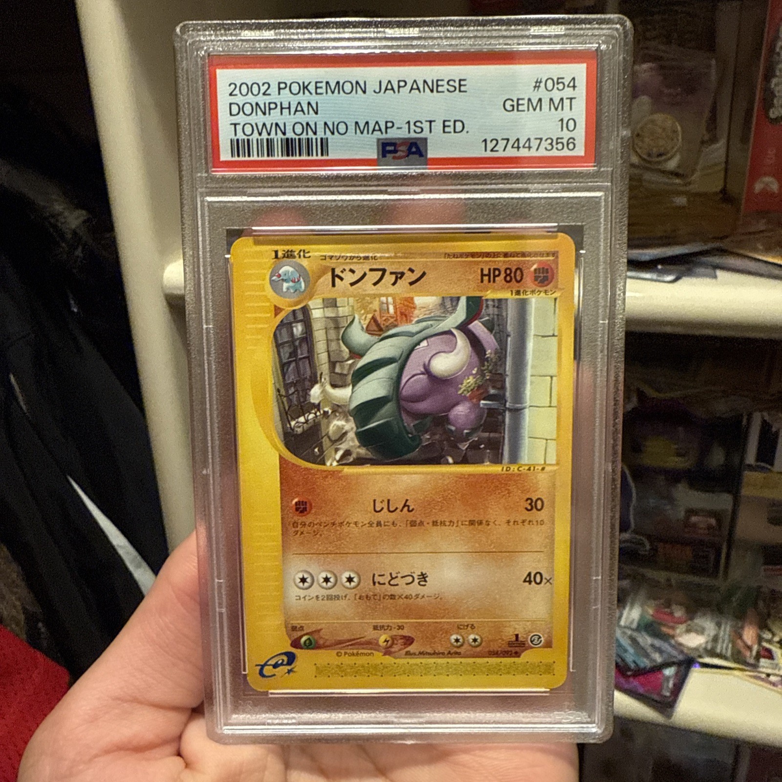 2002 POKEMON JAPANESE THE TOWN ON NO MAP 1ST EDITION DONPHAN #054 PSA 10 GEM MT