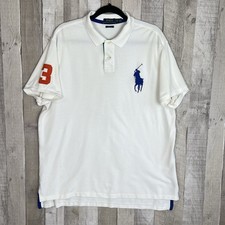 Polo Ralph Lauren Big Pony Polo Shirt Men  s Size XXL White 3 Custom Fit Cotton