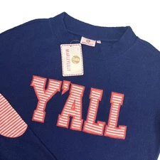 NEW Marley Lilly Y'ALL Terry Sweatshirt Long Sleeve Patchwork Pullover Sz L/XL