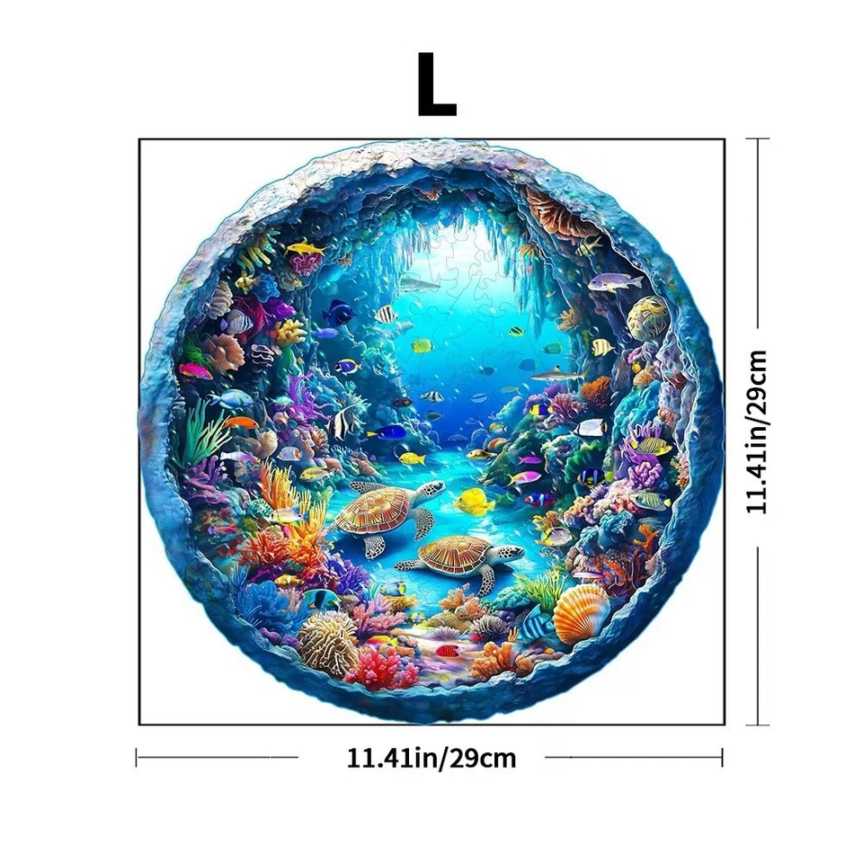 Wooden Underwater Ocean Jigsaw Puzzle for Adults & Kids Animal Pieces Colorful - Image 4 of 4