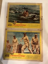 The SHARKFIGHTERS LOT of 2 MOVIE LOBBY CARDS 1956 VICTOR MATURE KAREN STEELE