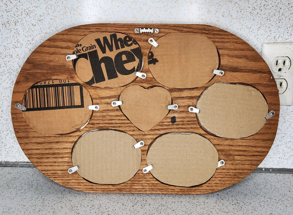 Vintage Wood 7 Openings Heart Picture Frame Collage Brown 18x11 Hand Carved - Image 2 of 4