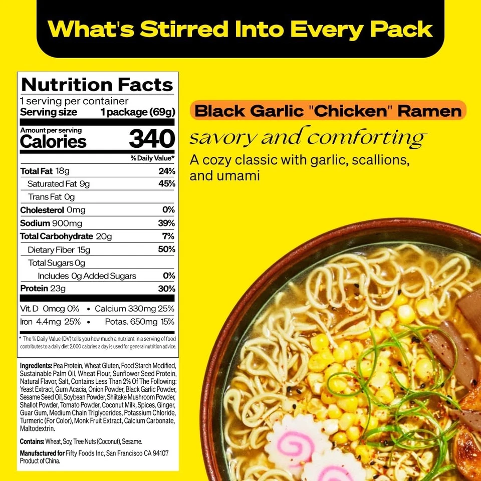 Cozy Black Garlic "Chicken" Ramen, High Protein - 6 Meals - Image 4 of 4