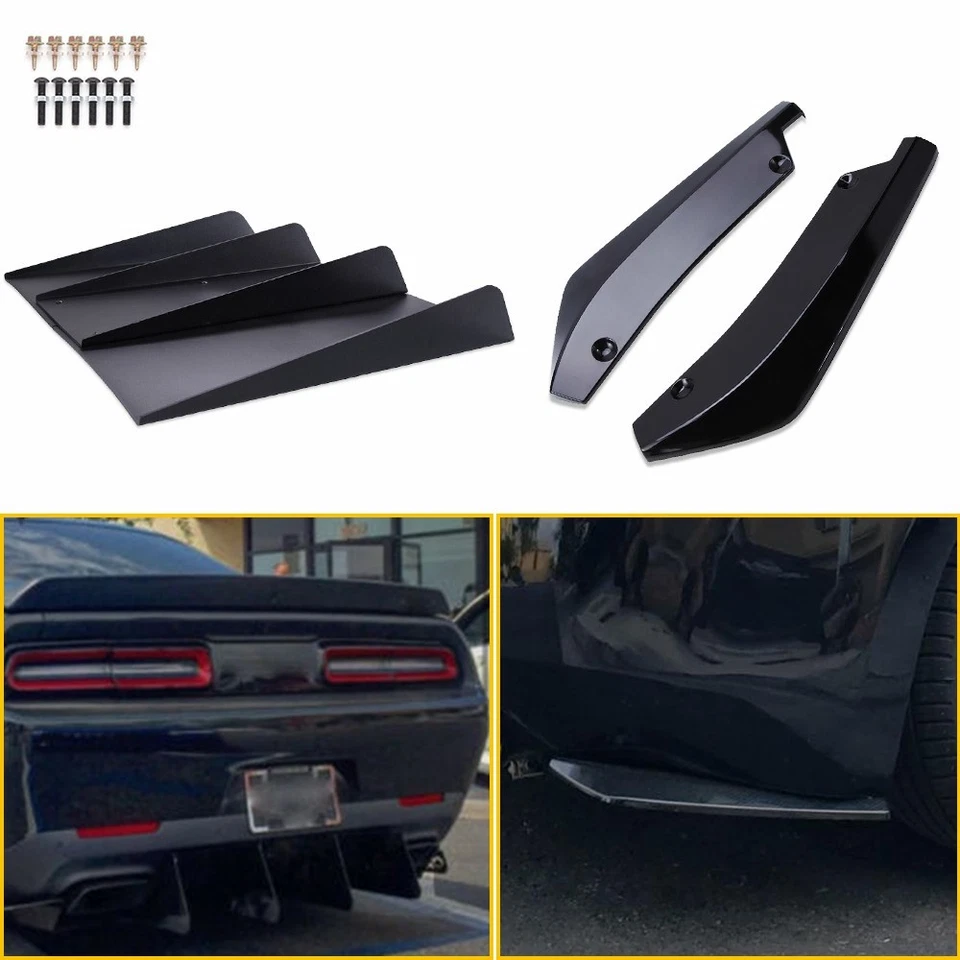 2set For Dodge Diffuser Rear Challenger + Rear Splitter Spats Bumper Spoiler Chi - Imagem 3 de 4
