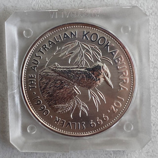 Kookaburra 1990 – Münze 1 oz Silber .999 – Erstausgabe 5 Dollar Australien