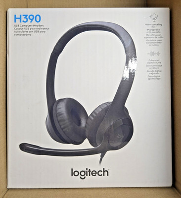 Logitech H390 USB Wired Headset Black Over-Ear w/ Noise Canceling Mic   New